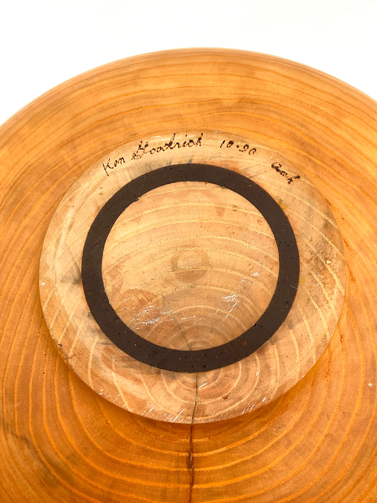 Vintage Ken Goodrich Hand-Turned Wood Bowl | Signed 1990 | 12.5”