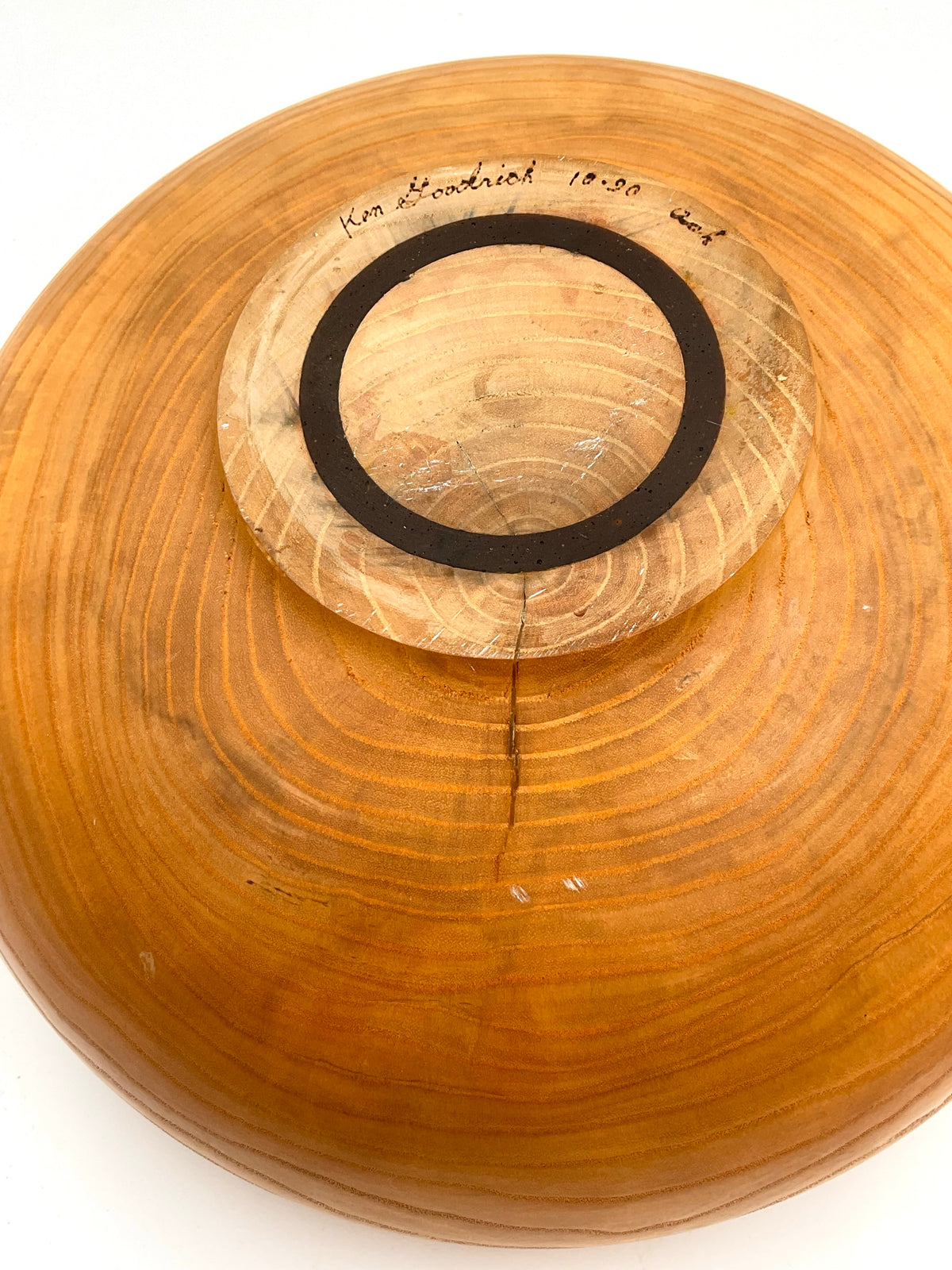 Vintage Ken Goodrich Hand-Turned Wood Bowl | Signed 1990 | 12.5”