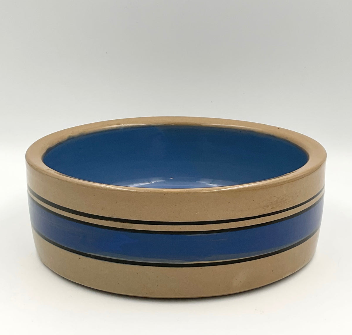Blue Banded Stoneware Bowl | Pet Bowl Style 7.5"