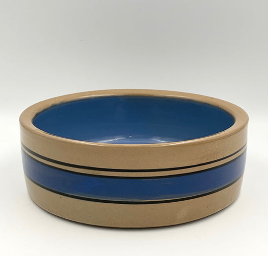 Blue Banded Stoneware Bowl | Pet Bowl Style 7.5"