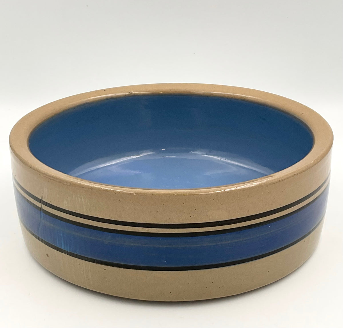 Blue Banded Stoneware Bowl | Pet Bowl Style 7.5"