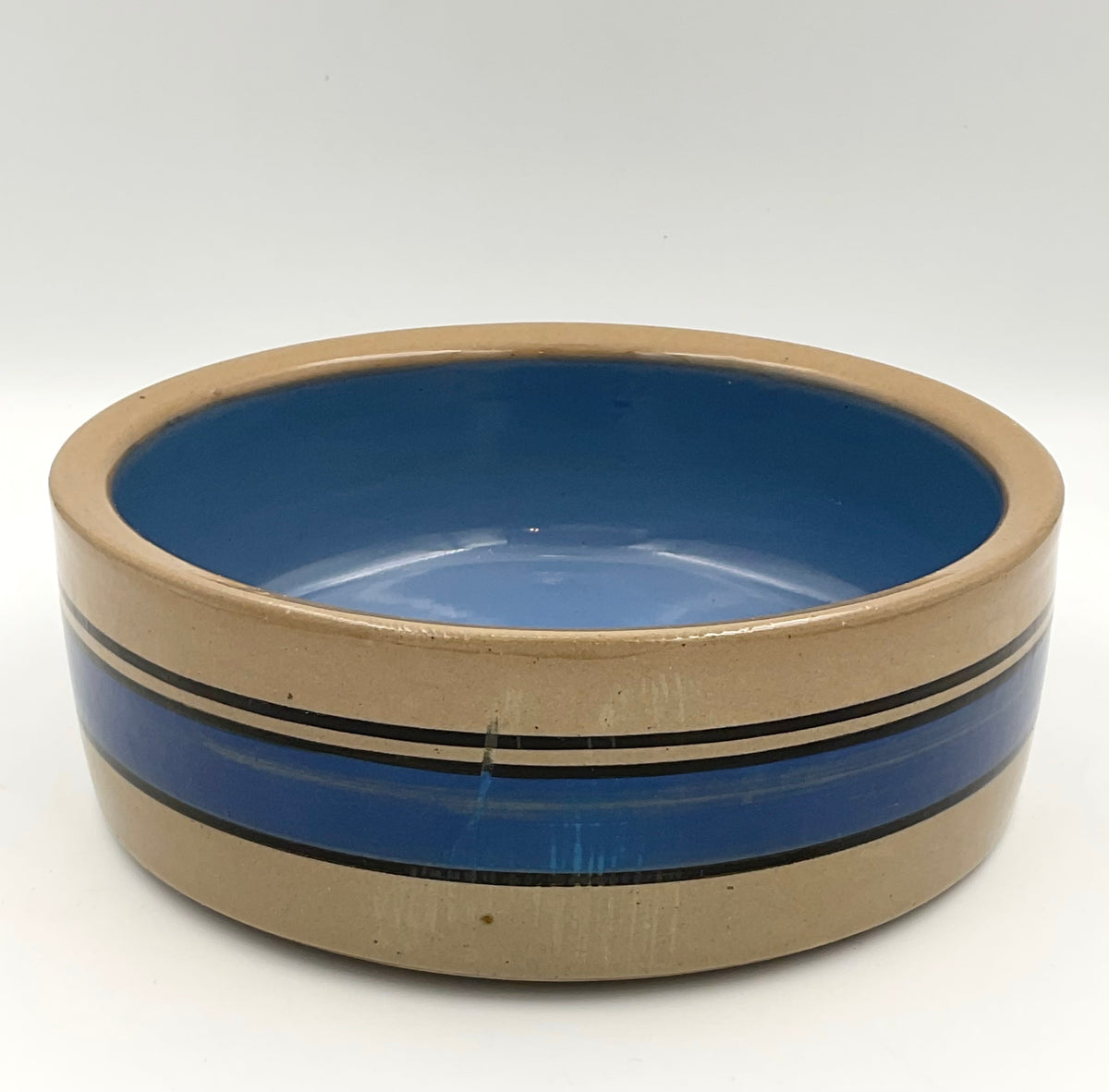 Blue Banded Stoneware Bowl | Pet Bowl Style 7.5"