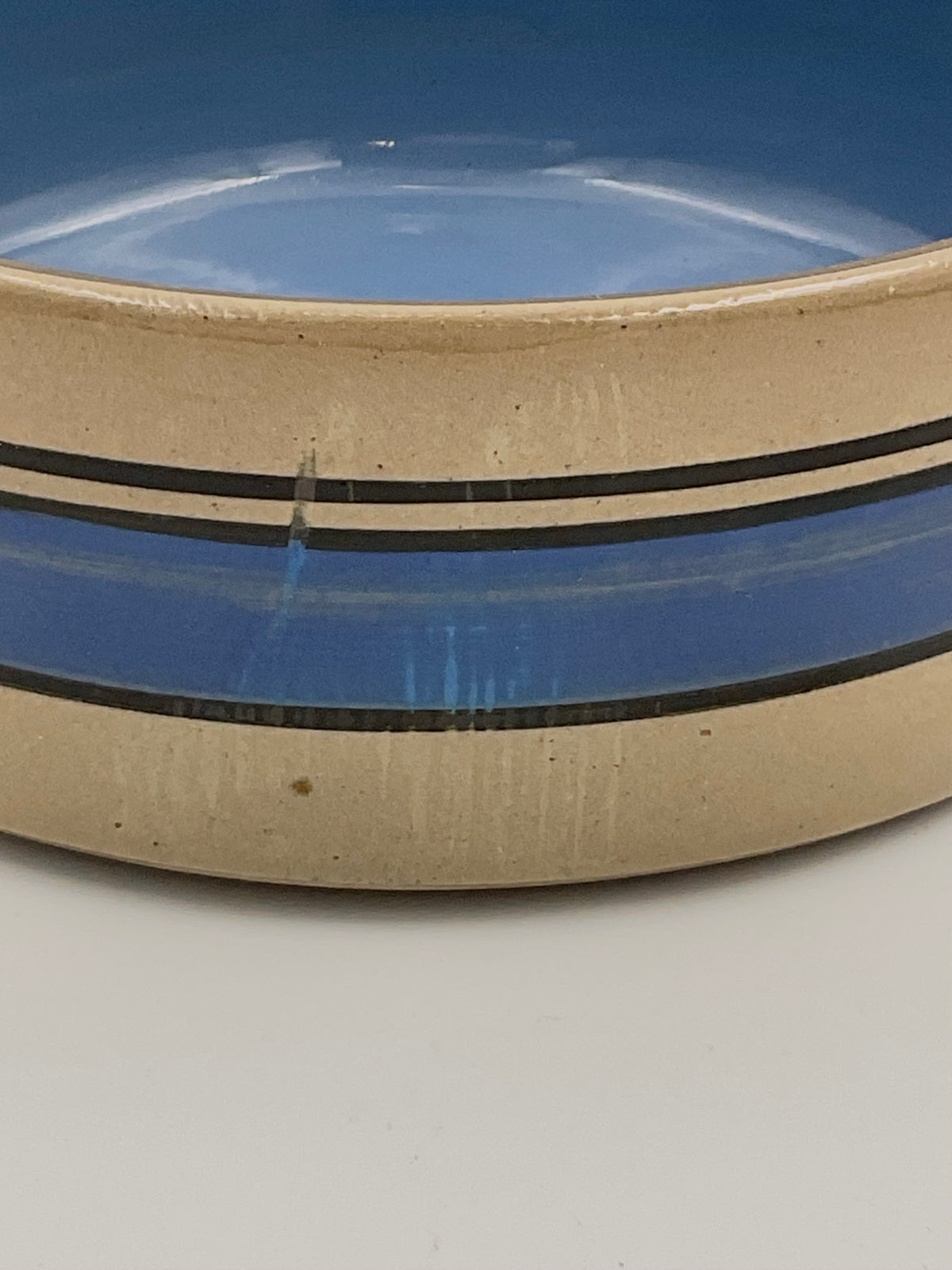 Blue Banded Stoneware Bowl | Pet Bowl Style 7.5"
