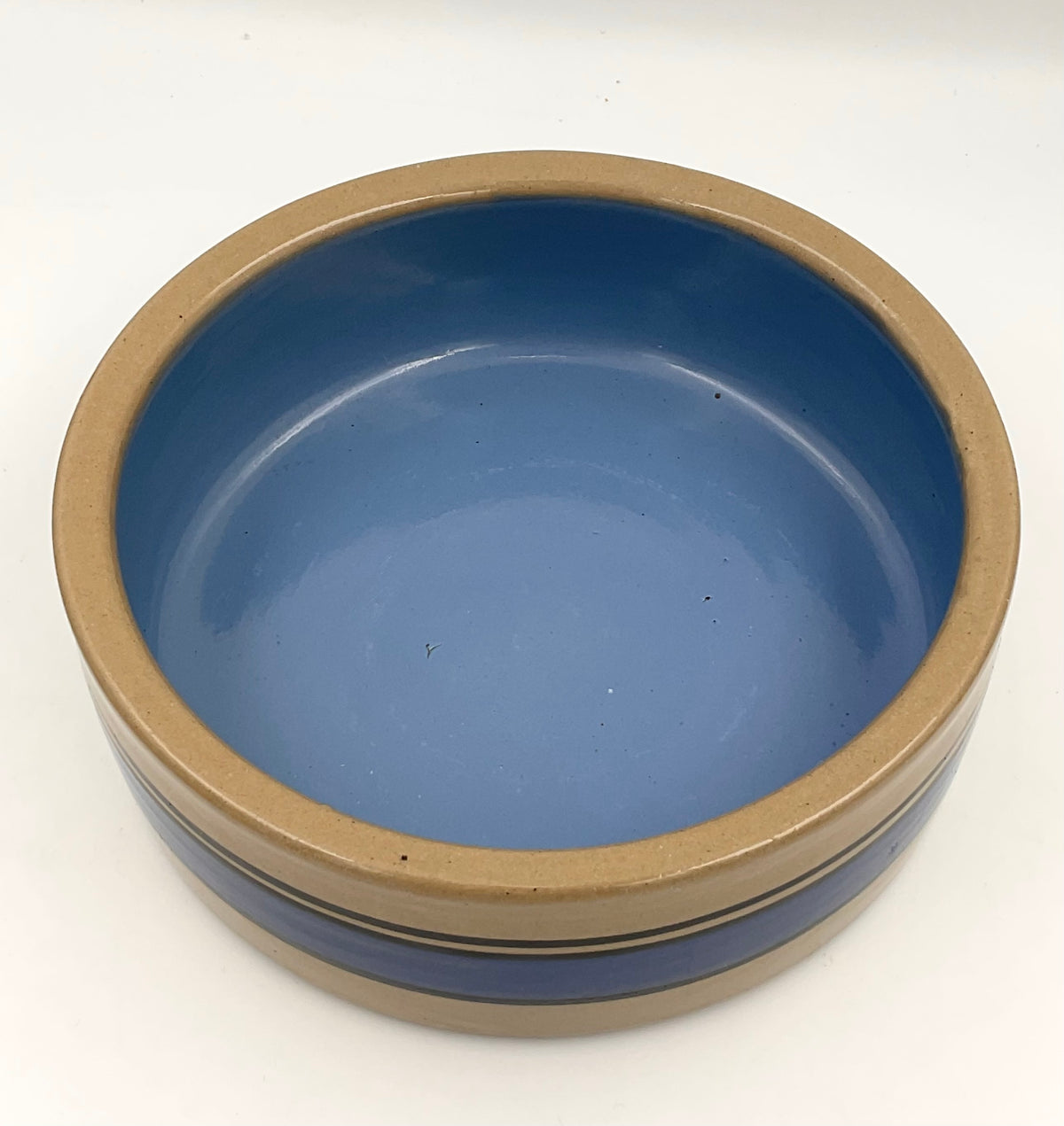 Blue Banded Stoneware Bowl | Pet Bowl Style 7.5"