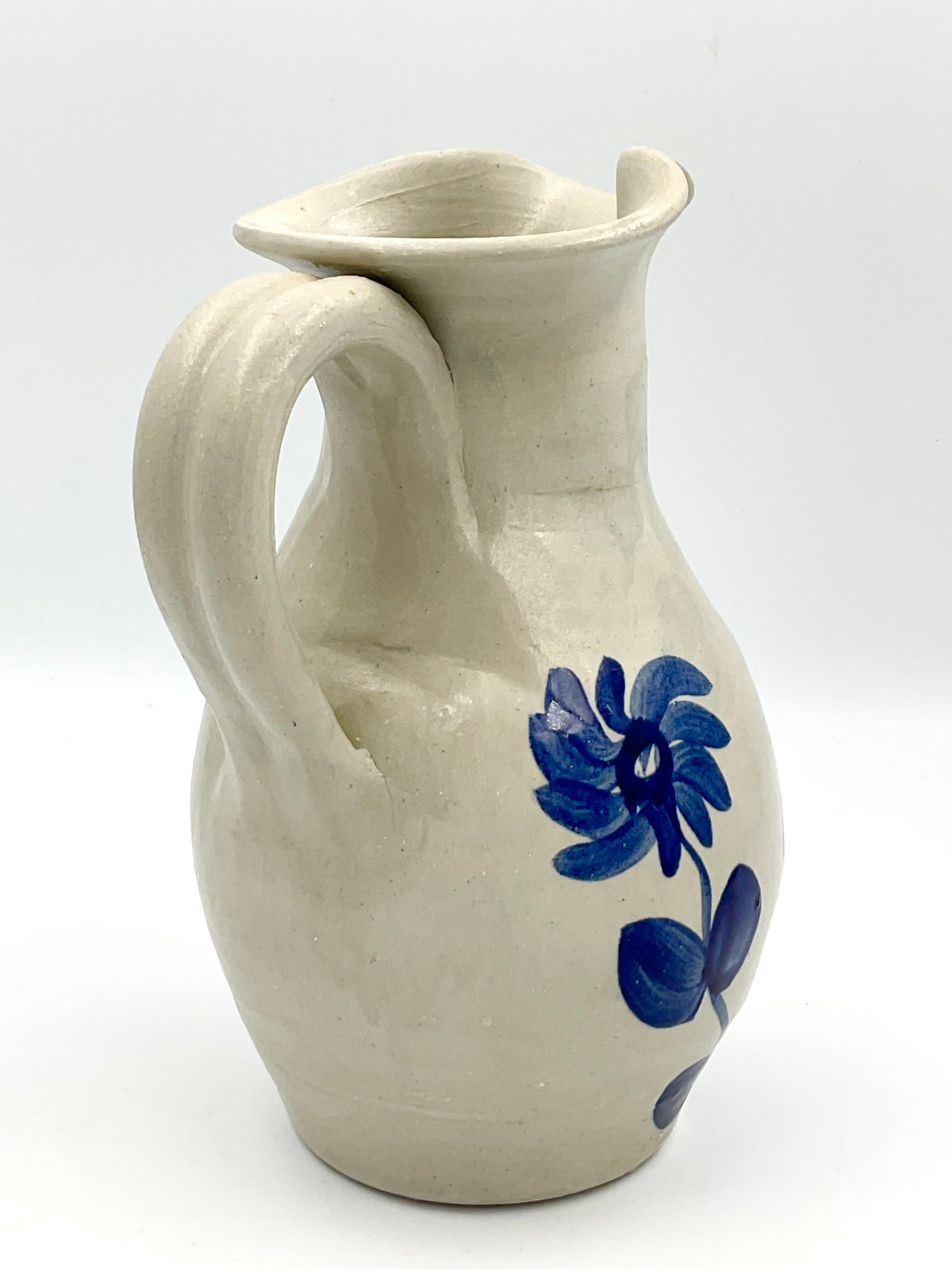 Williamsburg Pottery Blue Floral Stoneware Pitcher