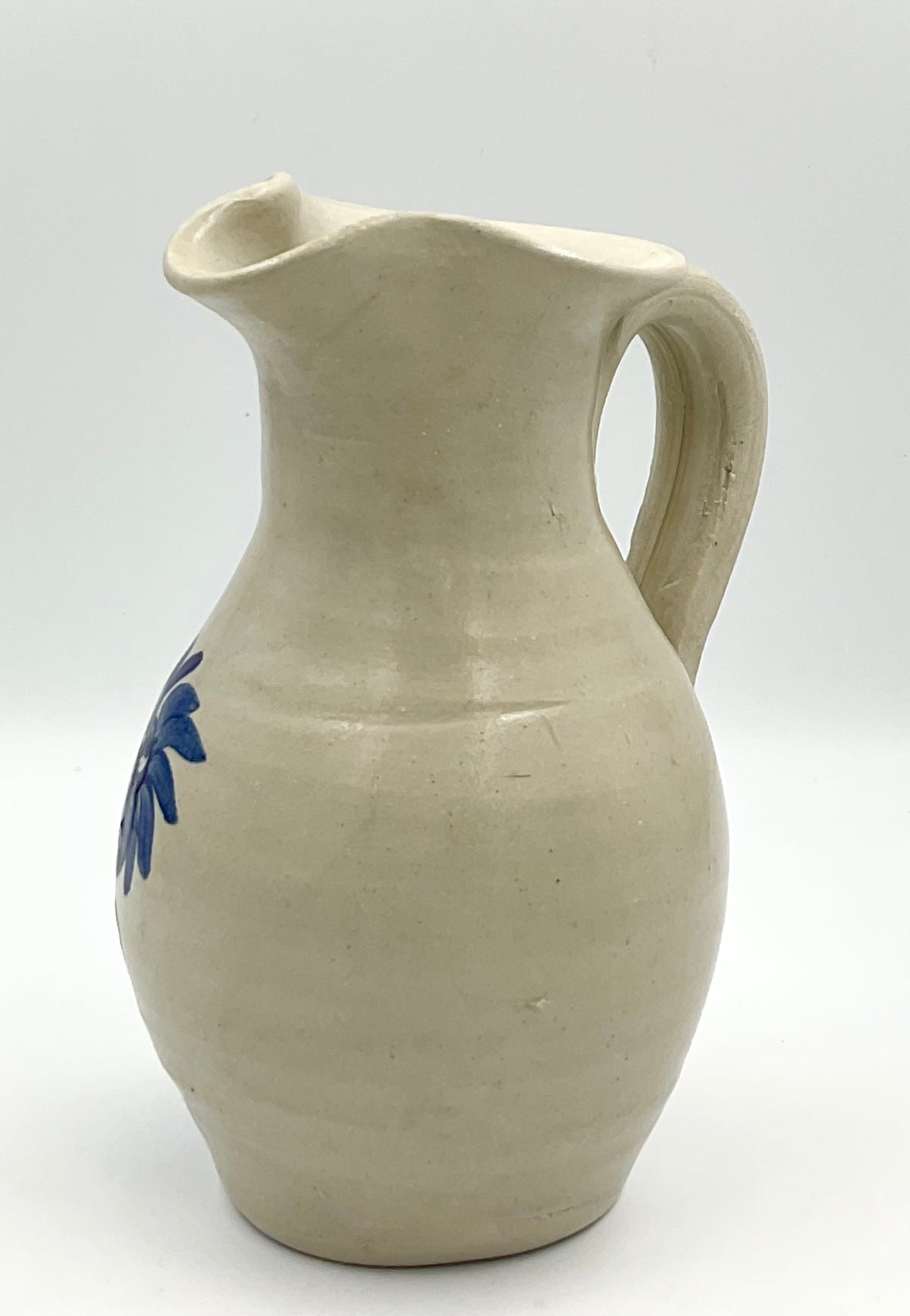 Williamsburg Pottery Blue Floral Stoneware Pitcher