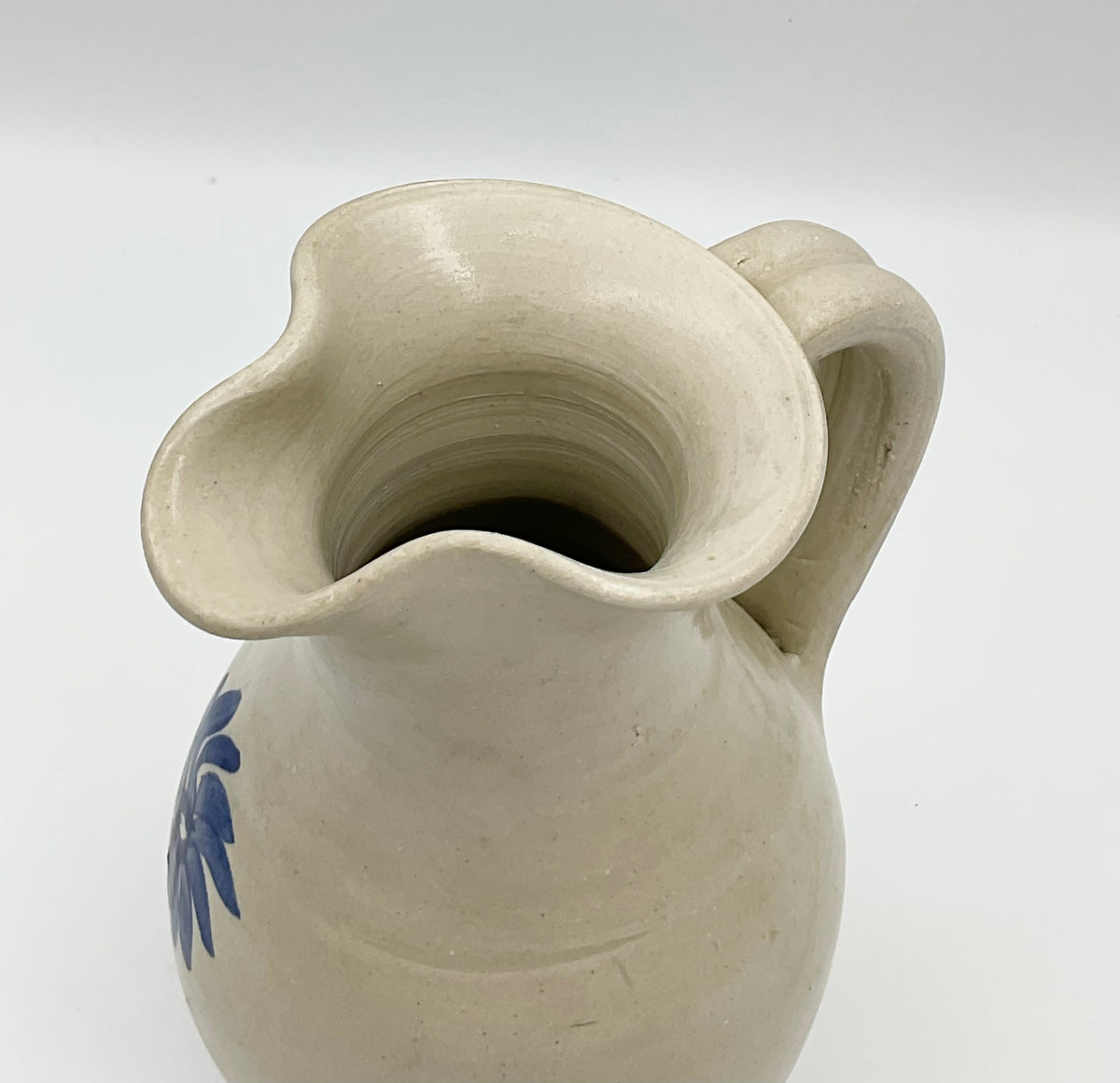 Williamsburg Pottery Blue Floral Stoneware Pitcher