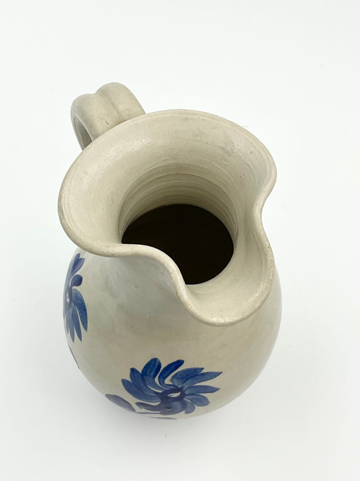 Williamsburg Pottery Blue Floral Stoneware Pitcher