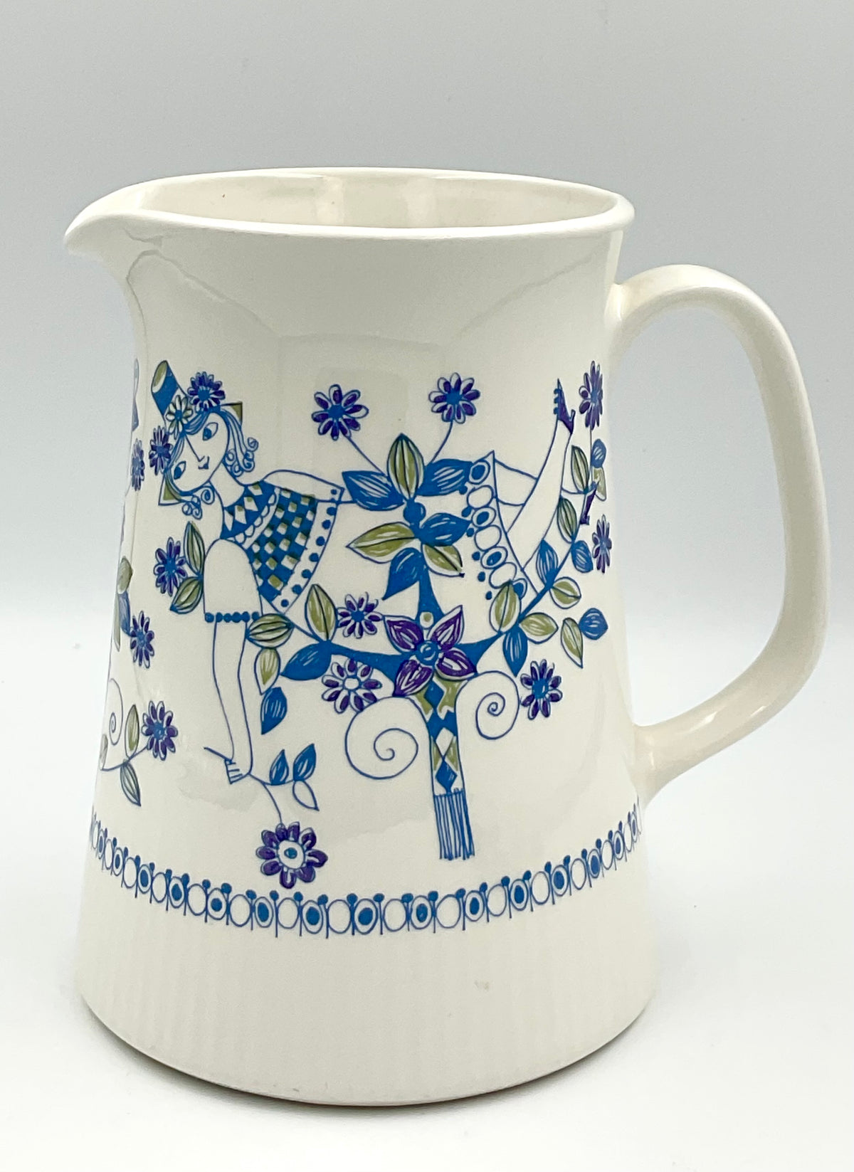Vintage Figgjo Norway Lotte Pitcher | Turi Design Blue Floral Ceramic Jug