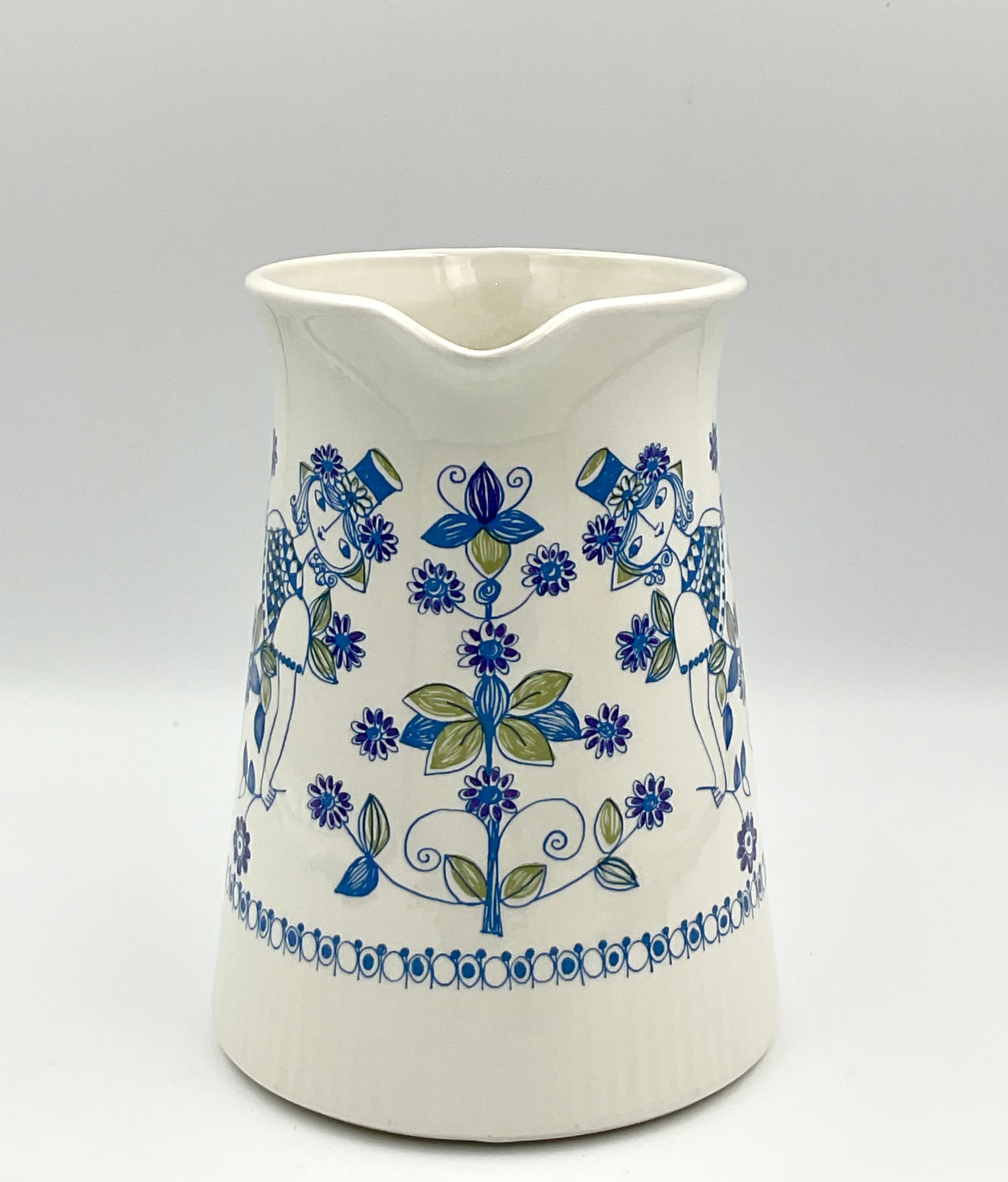 Vintage Figgjo Norway Lotte Pitcher | Turi Design Blue Floral Ceramic Jug
