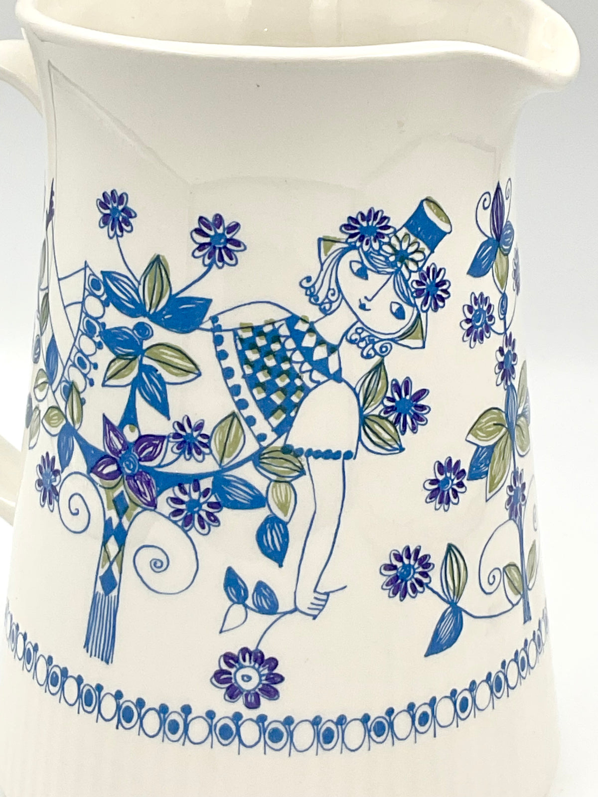 Vintage Figgjo Norway Lotte Pitcher | Turi Design Blue Floral Ceramic Jug