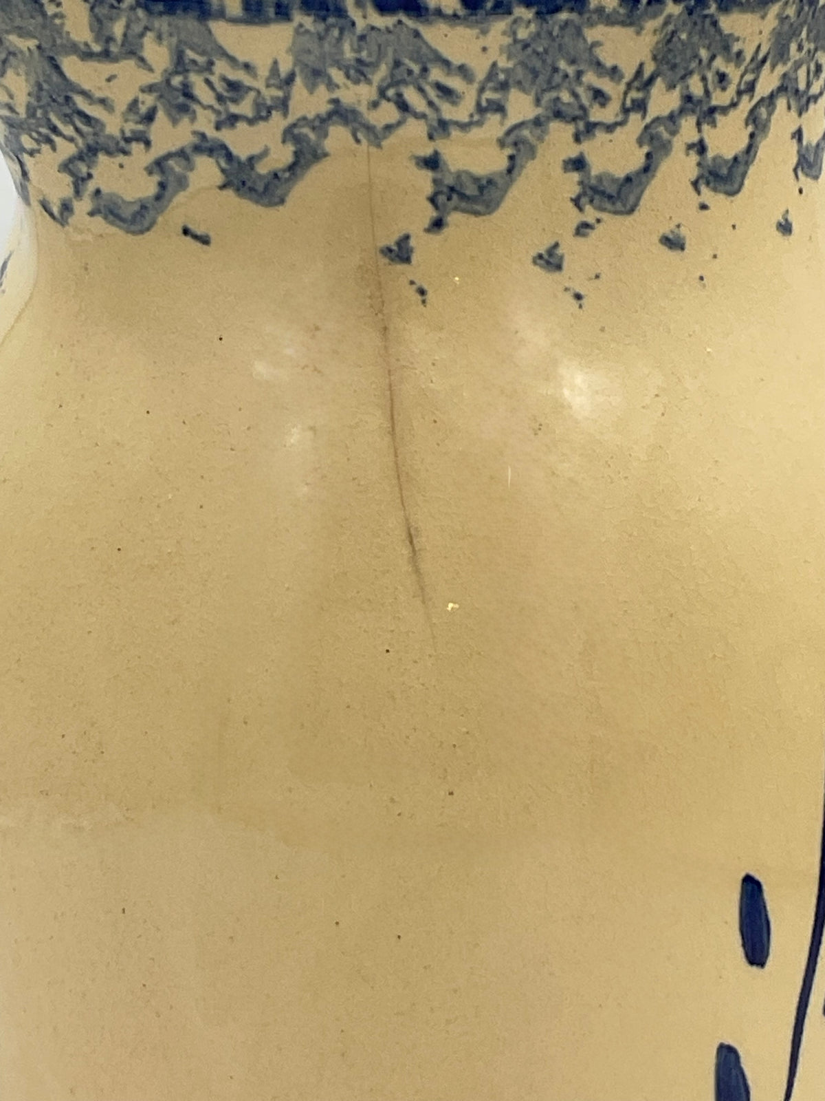 Vintage Robinson Ransbottom 2 Qt Pitcher | Blue Wheat Spongeware Stoneware Jug