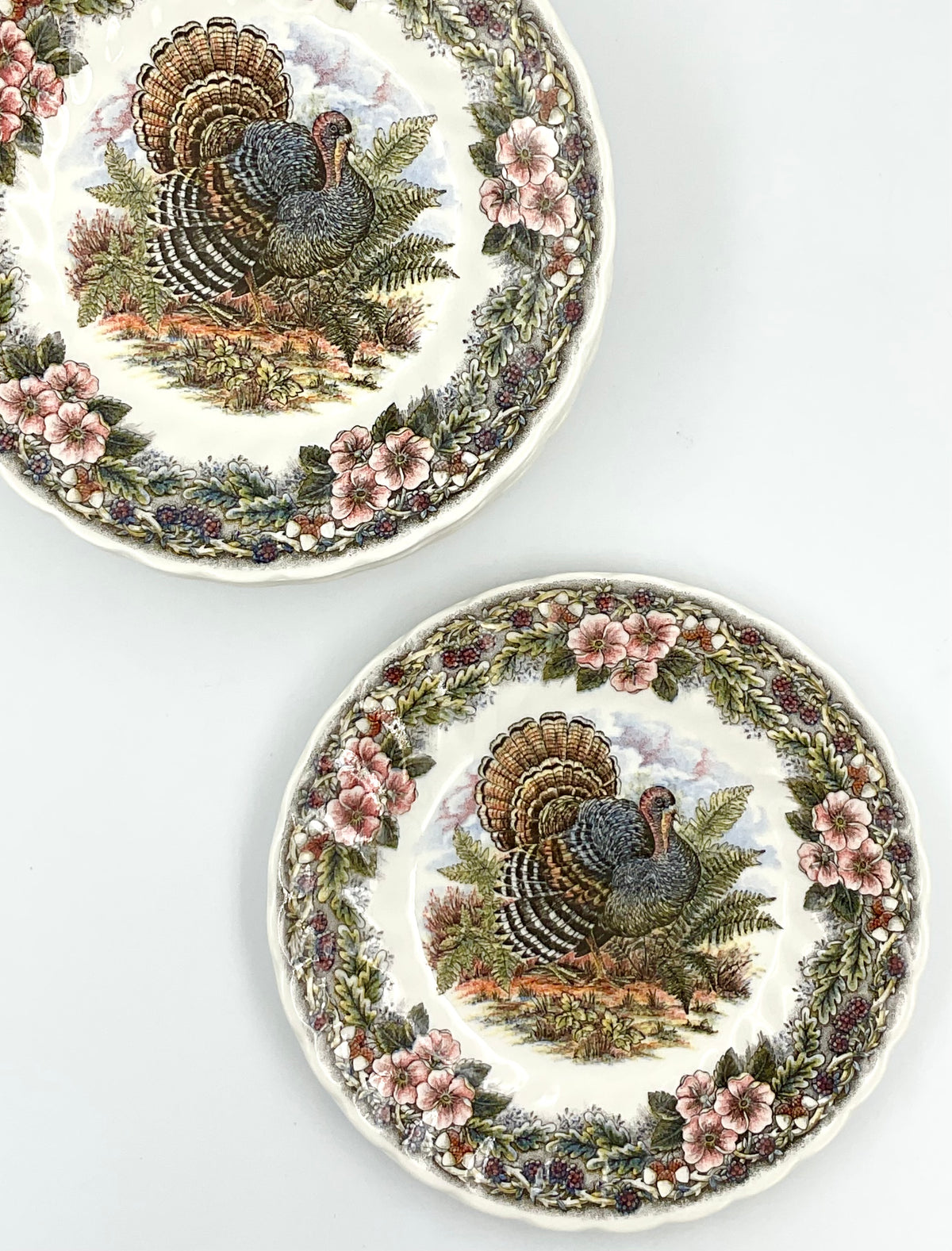 Vintage Churchill Thanksgiving Turkey 7-Inch Plates, Set of 4