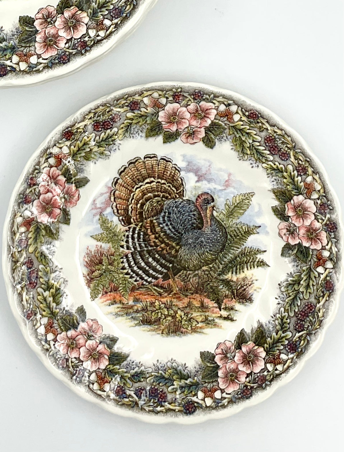 Vintage Churchill Thanksgiving Turkey 7-Inch Plates, Set of 4