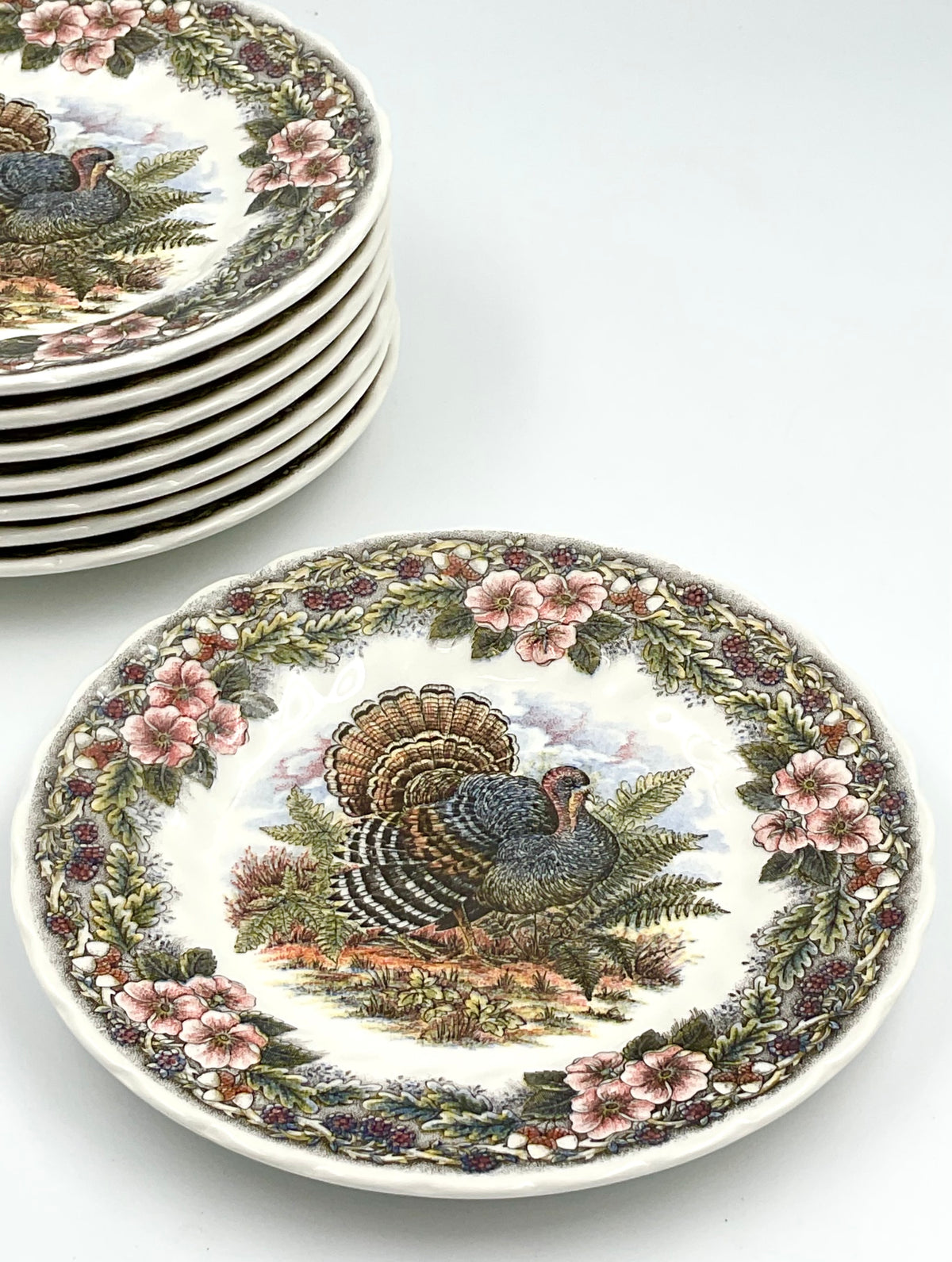 Vintage Churchill Thanksgiving Turkey 7-Inch Plates, Set of 4