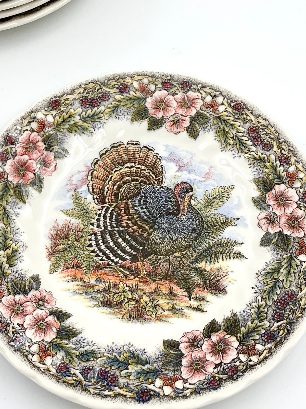 Vintage Churchill Thanksgiving Turkey 7-Inch Plates, Set of 4