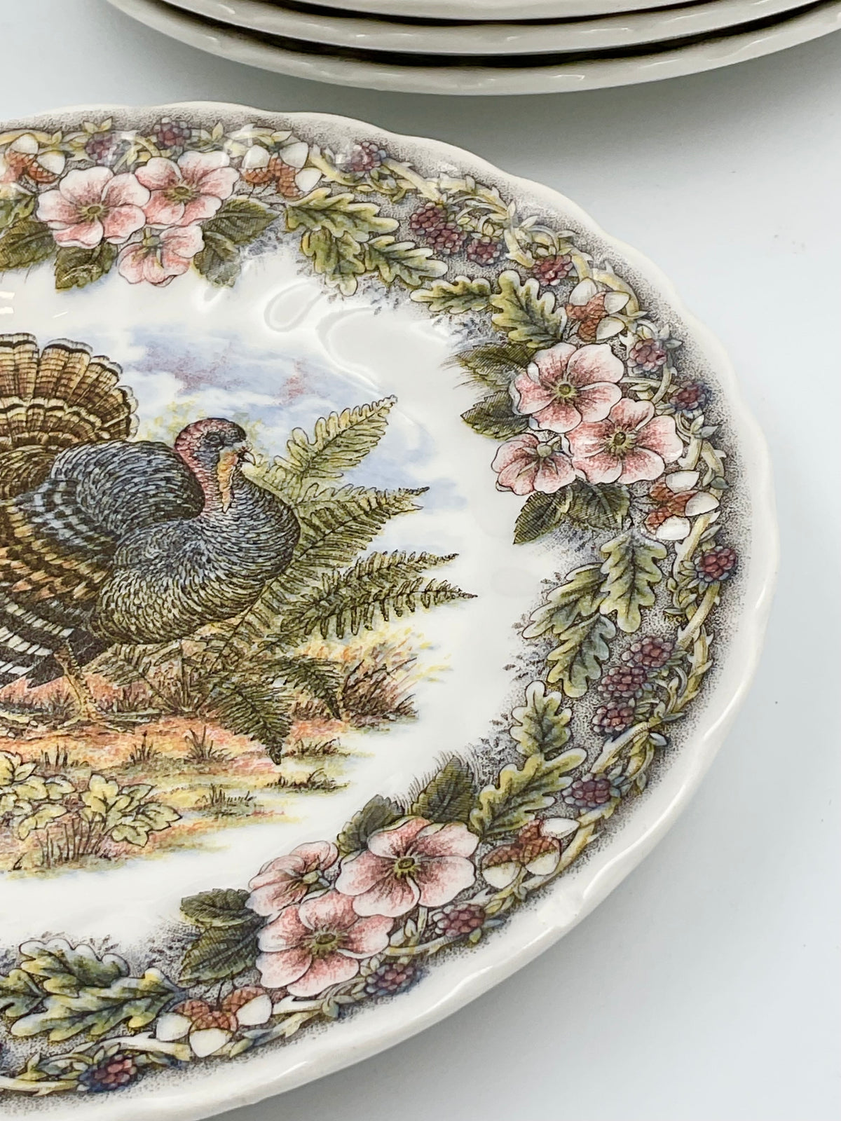 Vintage Churchill Thanksgiving Turkey 7-Inch Plates, Set of 4