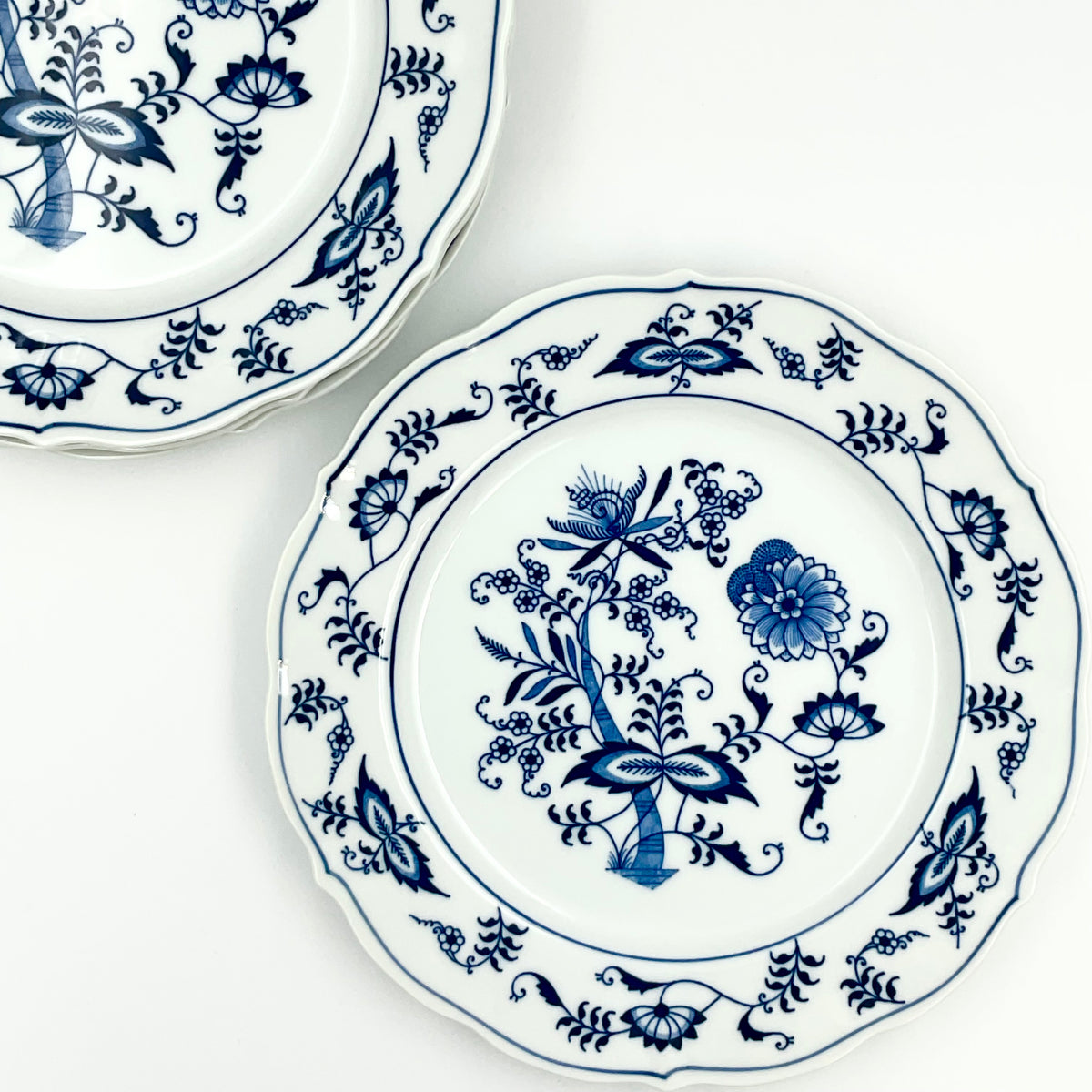 Vintage Blue Danube Salad Plates, Set of 4 | 8.75” Blue Onion | Japan