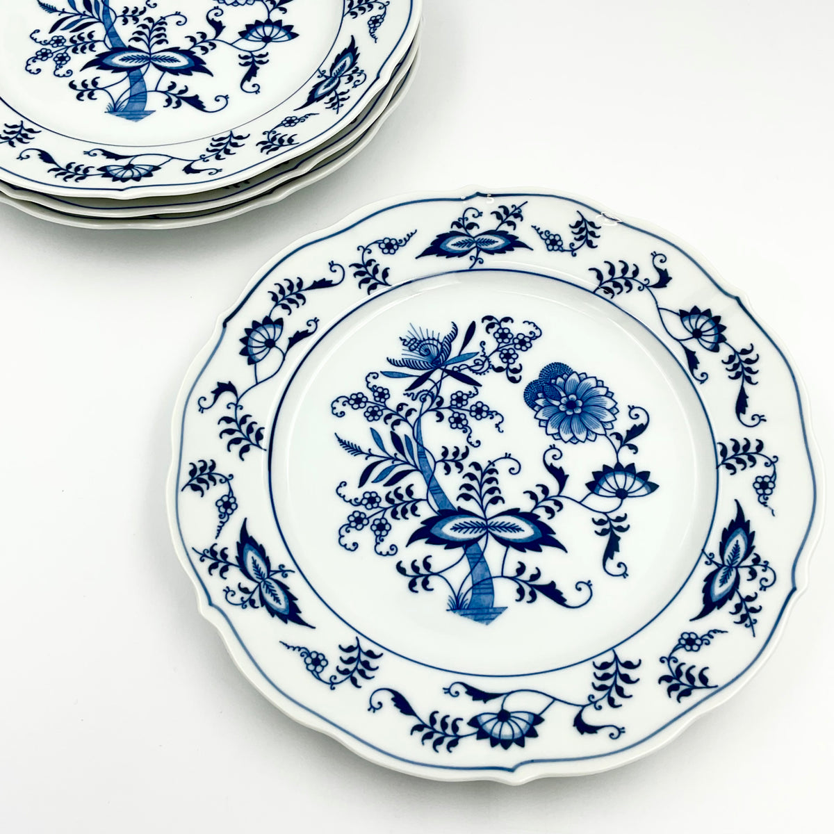 Vintage Blue Danube Salad Plates, Set of 4 | 8.75” Blue Onion | Japan