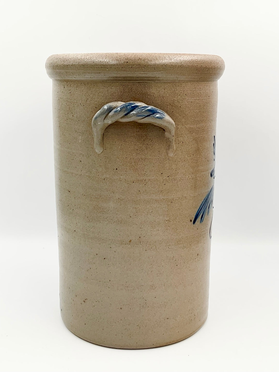 Twisted handle detail on Rowe stoneware vase