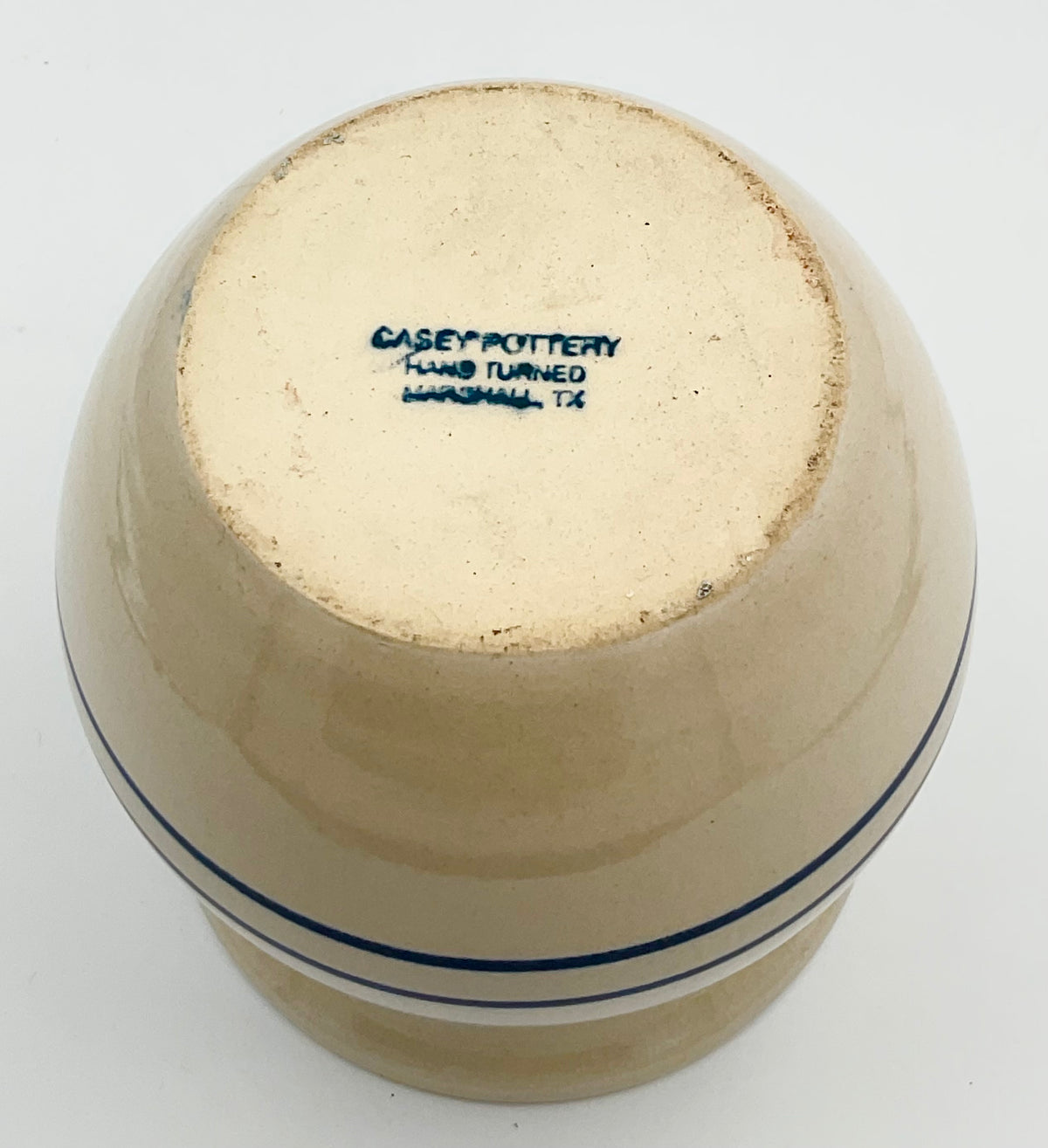 Crock #1 base stamped Casey Pottery Hand Turned Marshall TX
