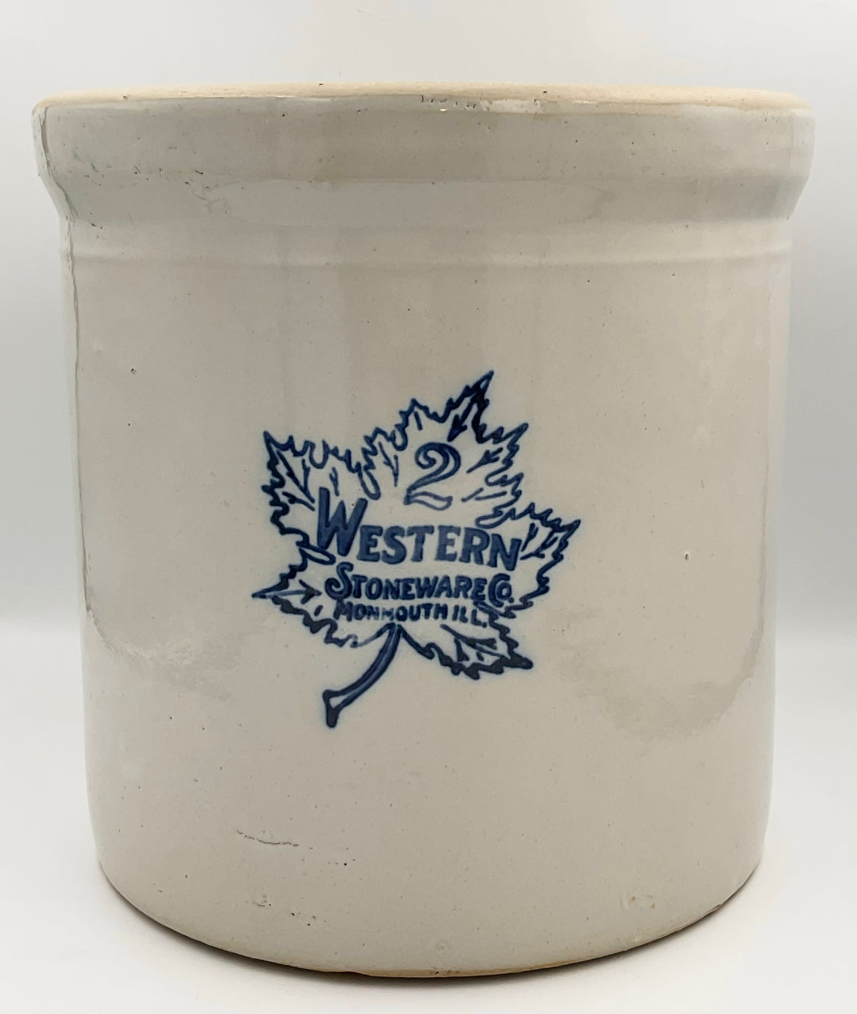 Western Stoneware No. 2 Crock – Cobalt Blue Floral & Maple Leaf