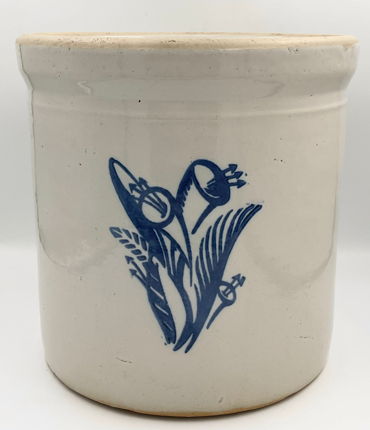 Western Stoneware No. 2 Crock – Cobalt Blue Floral & Maple Leaf