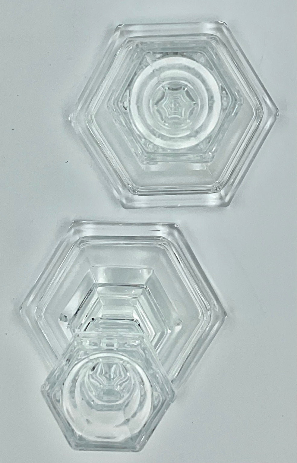 Tiffany & Co. Crystal Candlesticks – Pair with Hexagonal Bases, 8 Inches