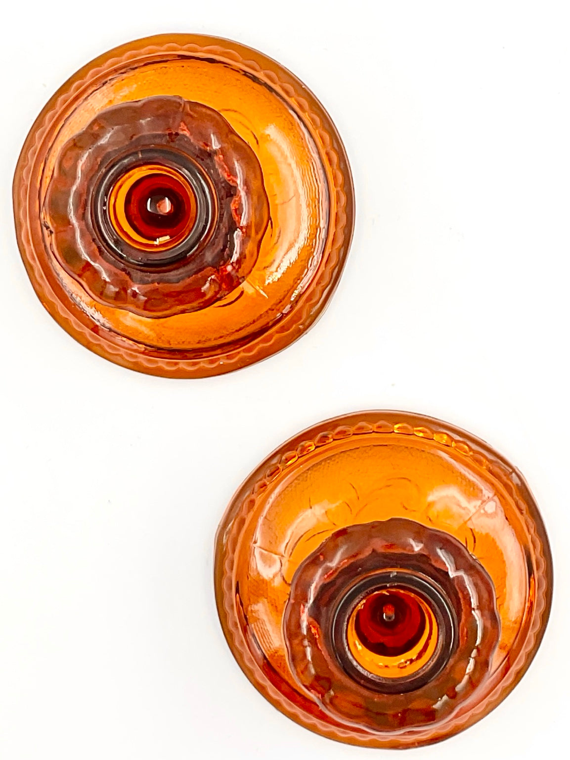 Top view of amber Sandwich candle holders