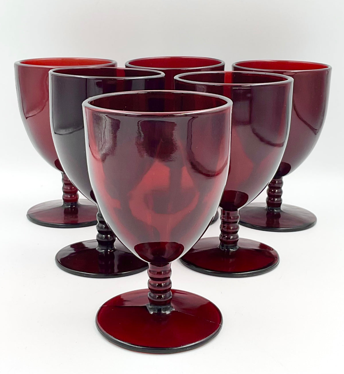 Anchor Hocking Monarch ruby red goblet set