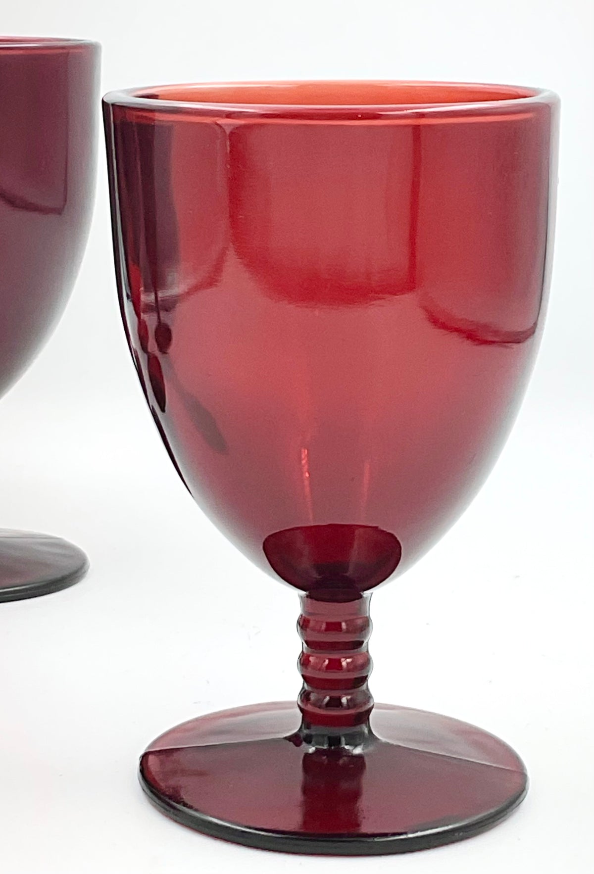 Ruby red Monarch goblet bowl and stem detail