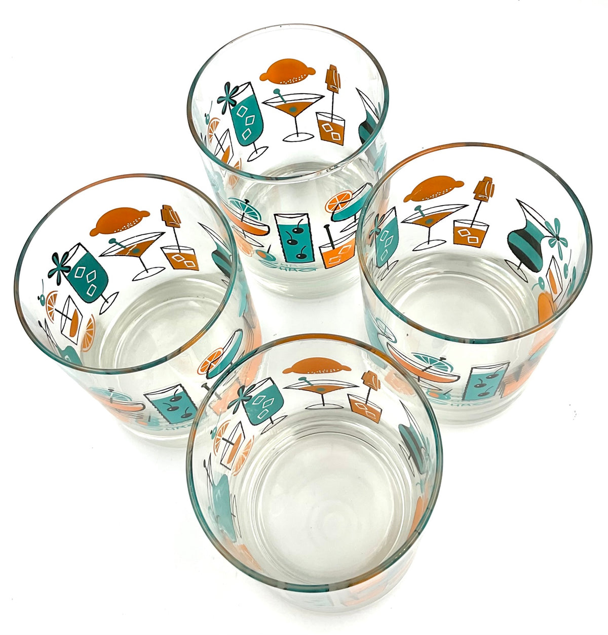 Top view of four SHAG cocktail glasses
