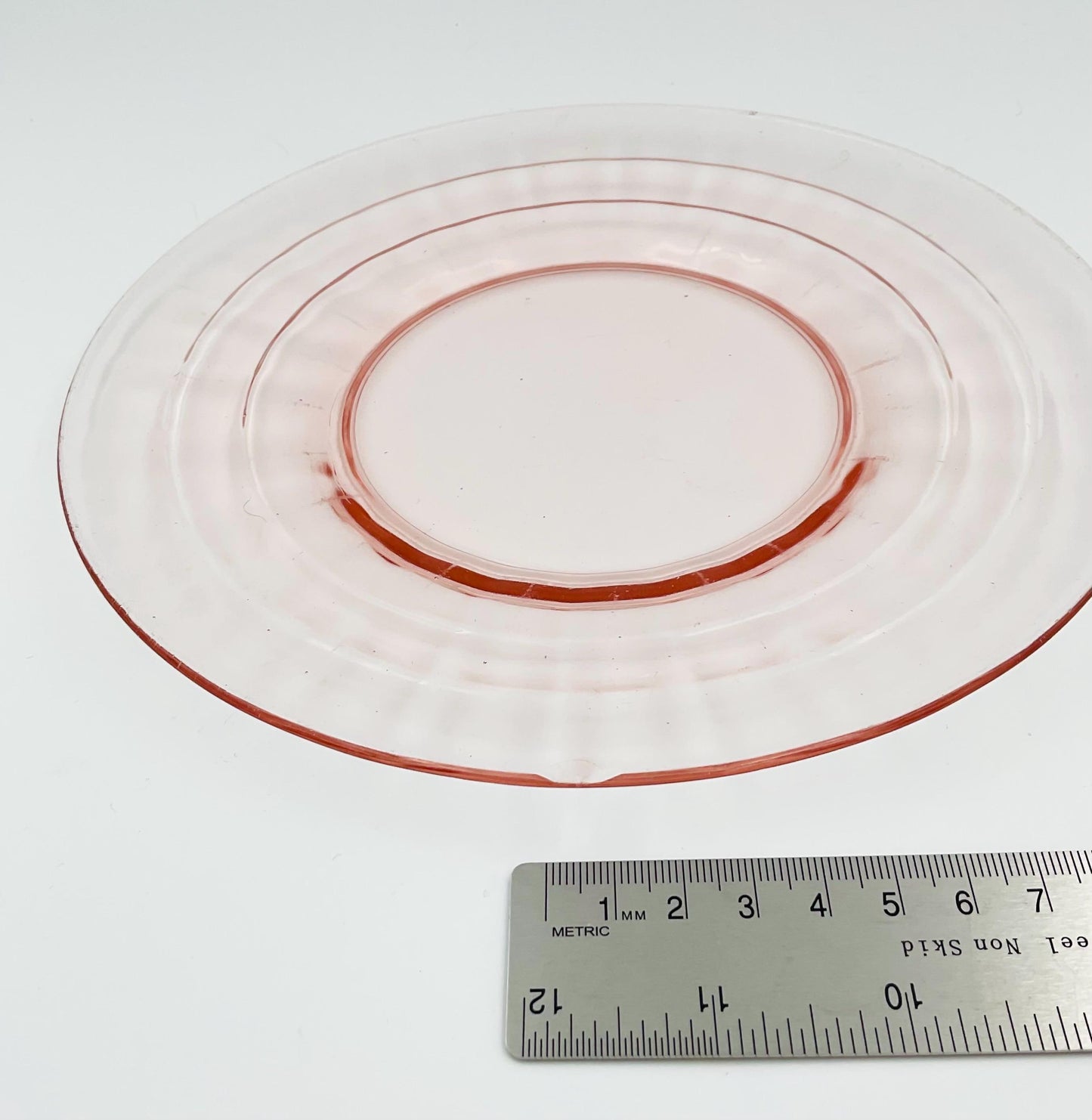 Vintage Anchor Hocking Pink Depression Glass, Block Optic Pattern Salad Plate