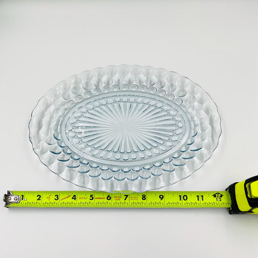 Vintage Anchor Hocking Blue Bubble Glass Oval Serving Platter