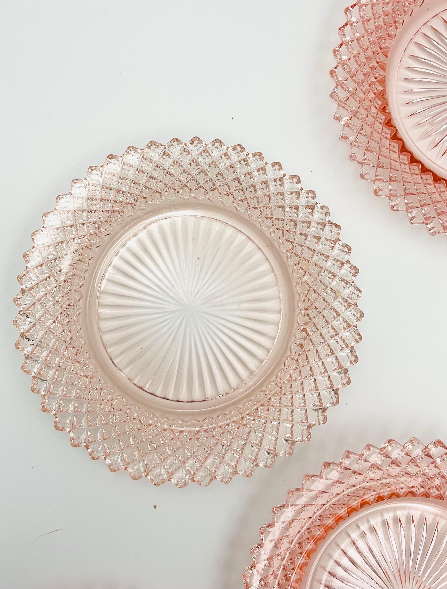 Vintage Anchor Hocking Miss American Pink Bread Plates