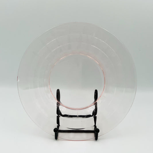 Vintage Anchor Hocking Pink Depression Glass, Block Optic Pattern Salad Plate