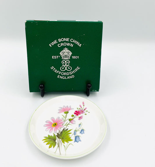 Fine Bone China Crown Staffordshire Wild Flowers Coaster/Trinket Dish